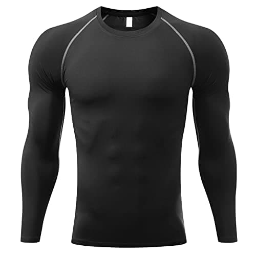 Sillictor Compression Tops for Men Quick Dry Football Training Running Top Mens Long Sleeve Hiking Golf Ski Base Layer Tops Men Sports Thermal Underlayer High Wicking Muscle Support 3323 Black S