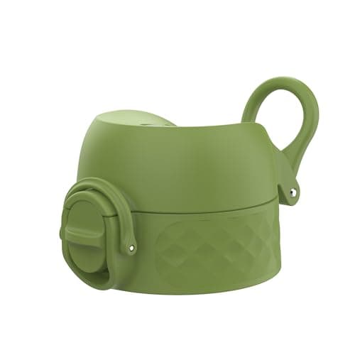 ION8 Leak Proof Replacement OneTouch 2.0 Water Bottle Lid, Leak Proof, Easy to Open, Secure Lock, Dishwasher Safe, BPA Free, Hygienic Flip Cover, Carry Handle, Easy Clean, Small, Khaki Green