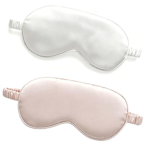 2 Pack Silk Eye Masks for Sleeping, Adjustable Light Blocking Sleep Masks