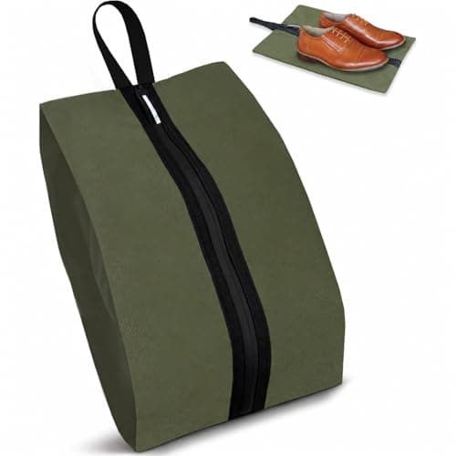 Travel Shoe Bag, Olive Green, Foldable, Fits Shoes Up to UK Size 12