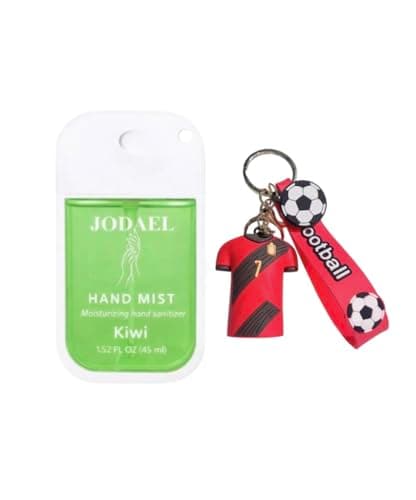Alcohol-Free Hand Sanitizer Spray for Kids – Gentle Daily Use for Boys & Girls, Travel Friendly Clip-On Bottle with 3D Keychain for School, Playground, Home & Travel 45ml (Red stripe jersey) — view 2