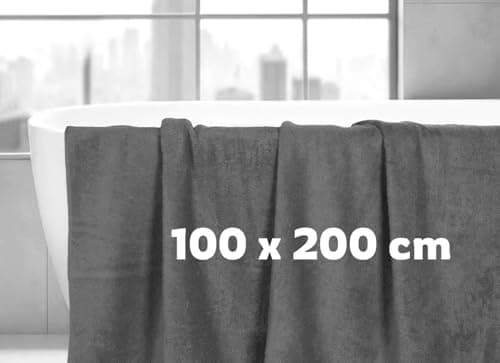 LoomTrove Pack of 2 Extra Large Jumbo Bath Sheets 100 x 200 cm 100% Egyptian Combed Cotton XL Towels Quick Dry Big Bath Sheet Super Soft Hotel Quality Towels Set (Charcoal Grey) — view 3