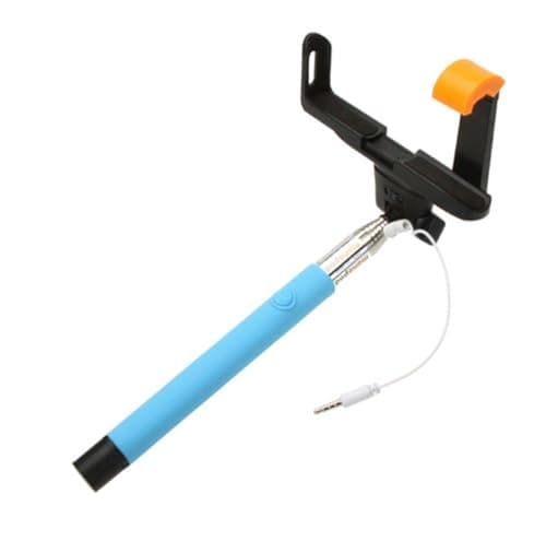 ESupFly Charging Free Selfie Stick (No Battery, No Bluetooth, No Wifi) Selfie Handheld Stick Monopod Pole with Built-in Remote Shutter and Adjustable Phone Holder Mount for Apple iPhone, Sumsung and other Android Smartphones (Blue)