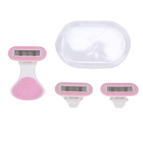 Fauitay Women Travel Shaving Kit, 6 Layer Stainless Steel Cutters Mini Portable with Foldable Non Slip Handle and 3 Refills, for Smooth Hair Removal on Legs Underarms (Pink) — view 6