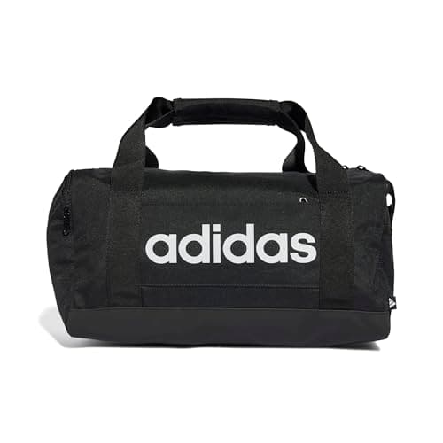 adidas Unisex Essentials Linear Duffel Bag Duffel Bag, Black/Black/White, XS