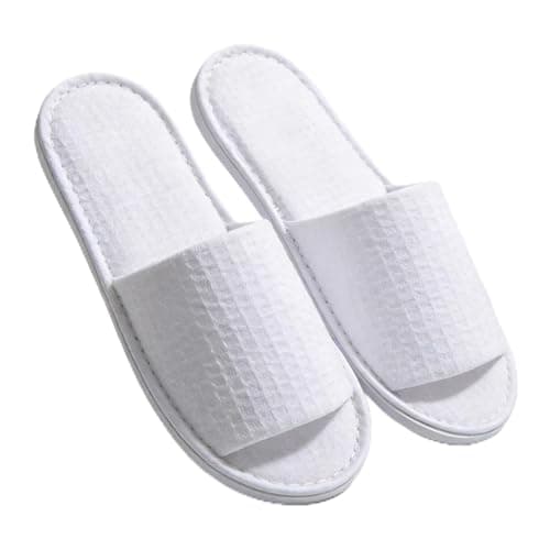 Reusable Open Toe White Anti-Slip Indoor Slippers for Hotel Bath Travel Use