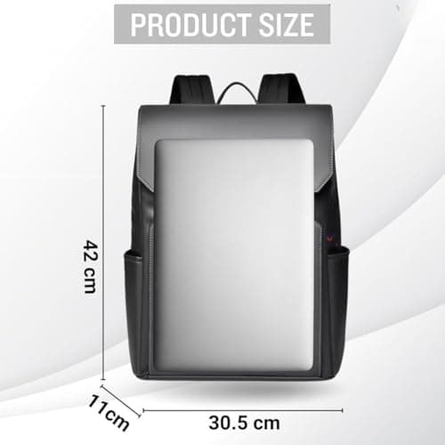 nusrah Travel Backpack for Men Women, Flight Approved Leather Laptop Backpack 15.6, 16 Inch, Water Resistant Anti-Theft Weekender Bag, Casual Daypack Rucksack (Grey) — view 5