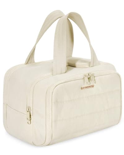 BAGSMART Large Travel Toiletry Makeup Bag, Upright Storage, Brush Pocket