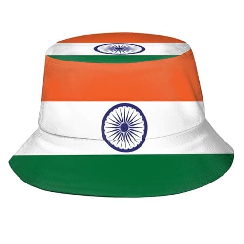Stylish National Flags Bucket Hat Sun Protection Packable Fisherman Hat Summer Hat Unisex Outdoor Travel for Women Men, India, One size
