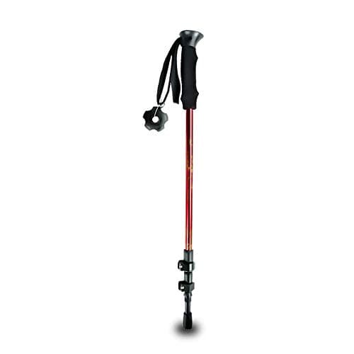 Trekking Poles Aviation Aluminum Material, Easy To Fold, Shrink Freely, Silicone Handle, Polyester Wristband, For Mountaineering, Camping, red