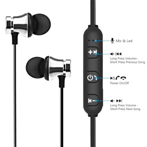 Wireless Earbuds & Bluetooth Headphones: Magnetic Neckband, In-Ear Bluetooth Earphones with Microphone, IPX6 Sweatproof, Deep Bass - Perfect for Calls, Music, Sports - Lightweight (silver) — view 4