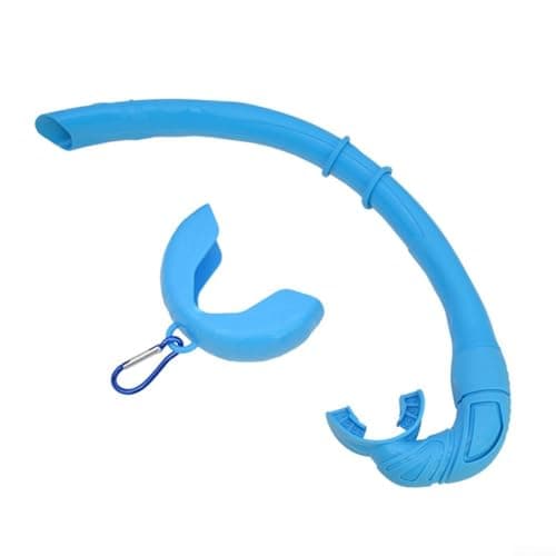 Roll-Up Snorkel Soft Silicone Flexible Mouthpiece Buckle Closure Secure Fit Wide-Bore Easy Breathing Tube Detachable Design Compact 37cm Lightweight 150g Multiple Colors Portable Storage(Blue)