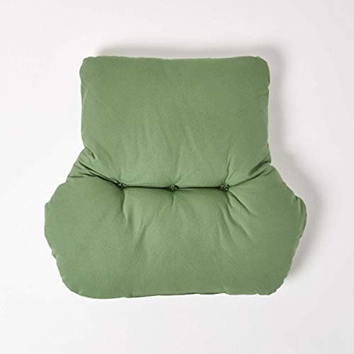 HOMESCAPES Dark Green Back Support Cushion Thick Lumbar Cushion for Armchair, Desk Chair or Sofa Soft 100% Cotton Orthopaedic Posture Cushion, 15cm Deep — view 3