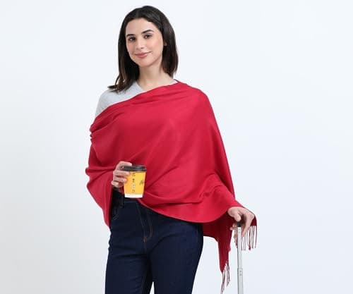 RUGOES Luxury Travel Shawl – Lightweight Soft Wrap for Flights, Trains & Commutes, Versatile Blanket Scarf for Travel & Daily Use (Burgundy) — view 3