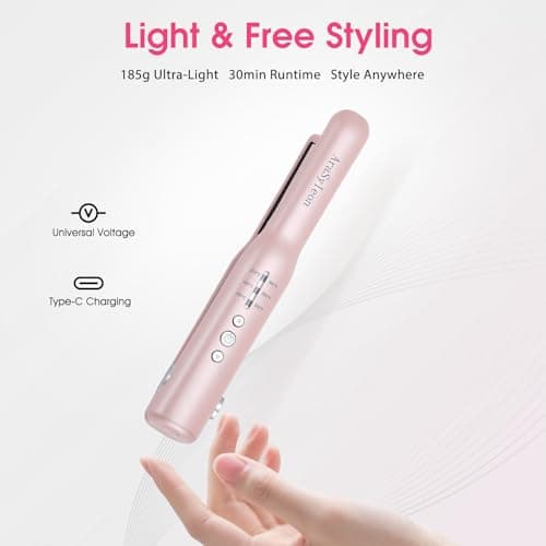 Cordless Hair Straightener Travel for Short Hair, Pink — view 5