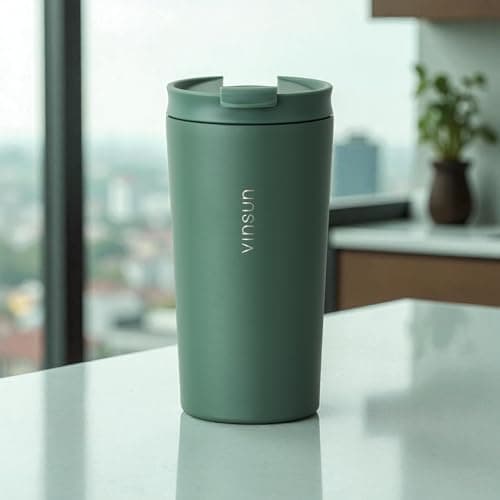 VINSUN Travel Mug with Straw 480ml, Leak-Proof Stainless Steel Thermal Mug — view 6