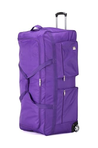 ATX Luggage 40" Jumbo Wheeled Duffle Bag Lightweight Rolling Wheels Suitcase Extra Durable Holdall for Sports Travel and Cargo | Purple