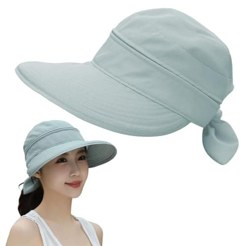 OTKARXUS Sun Hats for Women UK,1Pc 2 in 1 Foldable Ladies Sun Hat,Wide Brim UV Sun Protection Summer Beach Hat for Travel & Outdoor (Grey)