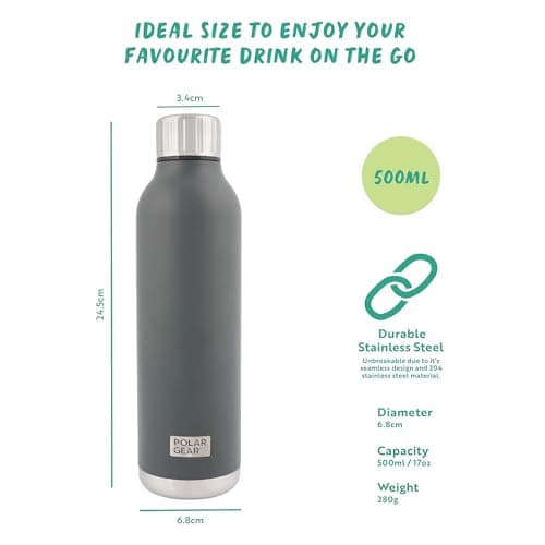 Polar Gear 500ml Metal Water Bottle - Insulated Water Bottles Leakproof — view 2