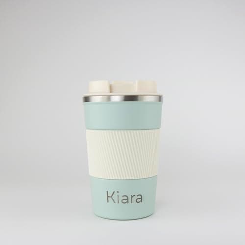 cribstar Personalised Engraved Insulated Travel Mug | Stainless Steel Tumbler | Double-Walled Tea/Coffee Cup | Leak-Proof & Reusable | Keeps Hot 12h / Cold 24h | Thermal Mug (Sage, 380ml)