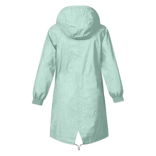 YCBMINGCAN Girls Raincoat Kids Waterproof Jacket | Long Lightweight Windbreaker Parka with Hood | Teen Zip Up School Rain Coat with Pockets Casual Autumn Outerwear for Youth 5-16 — view 5