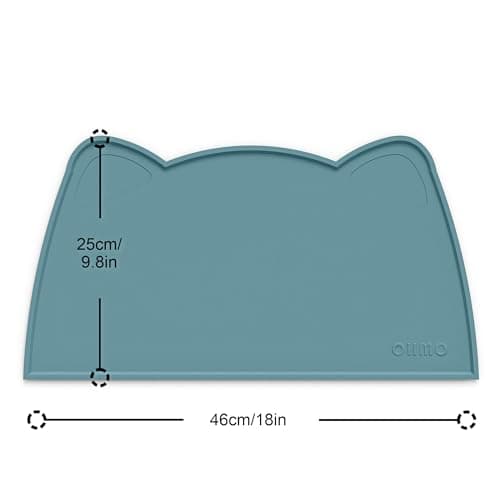 OHMO Silicone Cat Food Mat for Food&Water Bowls, 46x25cm, Light Blue — view 2
