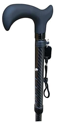 Deluxe Carbon Fibre 4-Part Folding Adjustable Walking Stick Cane for Men, Ladies and Women with Soft Grip Handle - 33.5” to 37.5” — view 3