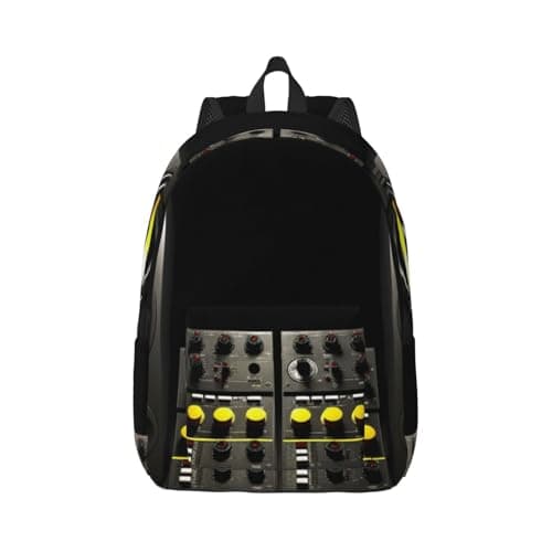 NSDdefAWCGT Canvas Backpack for Women Men black and yellow speakers Casual Daypack Laptop Bag Travel Hiking Camping Rucksack