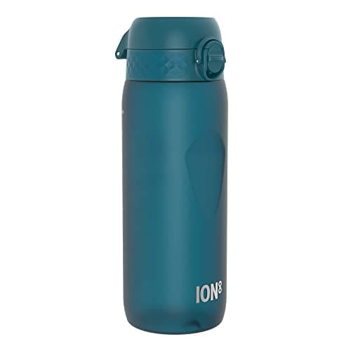 ION8 Sports Water Bottle, 750 ml/24 oz, Leak Proof, Easy to Open, Secure Lock, Dishwasher Safe, BPA Free, Flip Cover, Carry Handle, Soft Touch Contoured Grip, Easy Clean, Odour Free, Teal