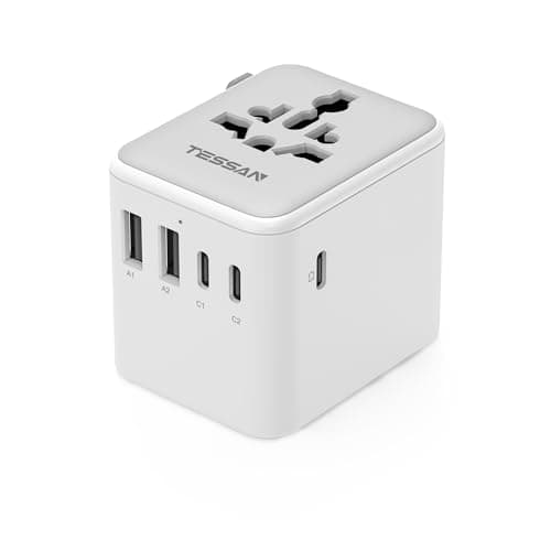 TESSAN Universal Travel Adapter, 28W Worldwide Plug with 2 USBA and 3 USBC
