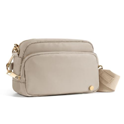 Joryin Anti Theft Crossbody Bag for Women, Slash-resistant RFID Blocking Travel Purses, Small Shoulder Bag Handbag, Nylon, Latte, 8.2 inches (L) x 5.5 inches (W) x 2.8 inches (H), Fashion