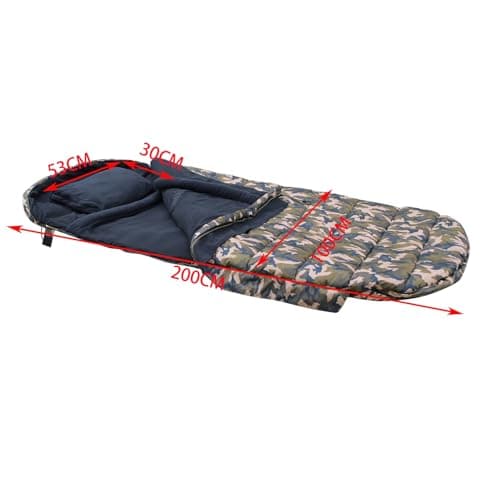CARPZILLA Sleeping Bag Carp Fishing Snooze 5 Season Fleece Lined with Pillow Camping Hiking Backpacking Traveling 100CM Extra Wide CZ-007 Camouflage — view 2
