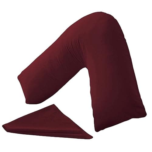 Buzzbuy V shaped pillowcase cover, 100% Poly-cotton Back & Neck Support Orthopaedic Pregnancy/Nursing V Pillowcase cover only -Envelope Closure (Maroon)