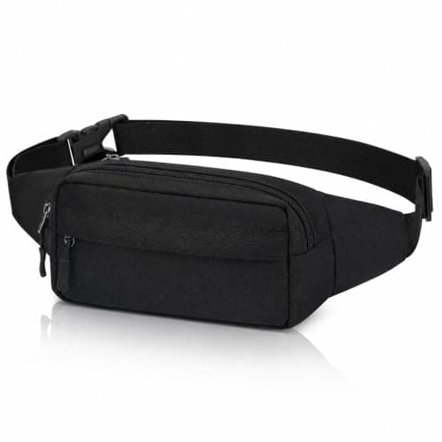 Bumbags Waist Fanny Packs for Men Women Fashion Bum Bag with Adjustable Belt for Sport Running Hiking Travel Cycling Walking Dog Boys Ladies (Black)