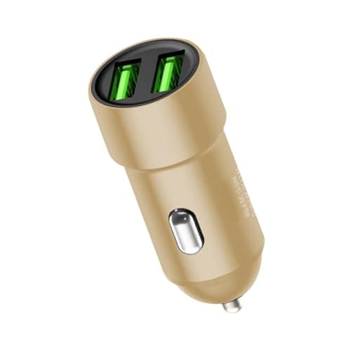 Metal USB Car Charger Portable Safe Auto Adapter Gold
