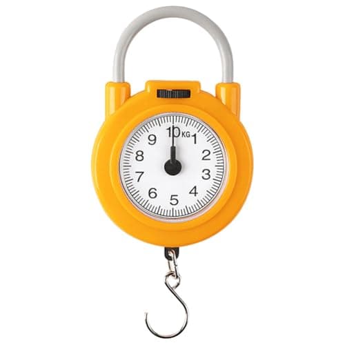 AVZYARDY 0.1KG Fishing Scale Portable Travel Luggage Weighing Scale with Hook Kitchen Tool 10KG Digital Electronic Hanging Hook Scale (Yellow)