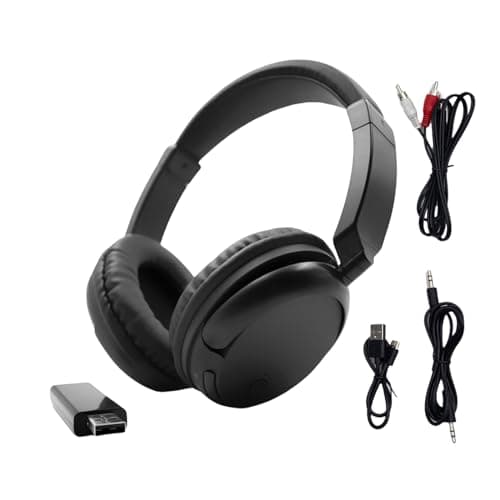 RETRADEKING Wireless TV Headphones, Comfort Fit Over-Ear RF Headphones with FM Radio for Adults and Seniors, HiFi Stereo Lightweight Headsets with Deep Bass for Home Office Travel - Black — view 5