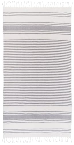 Adore Home Large Hammam Beach Towel Striped Turkish Style Fouta Peshtemal Cotton, Rio Stripe Grey — view 4