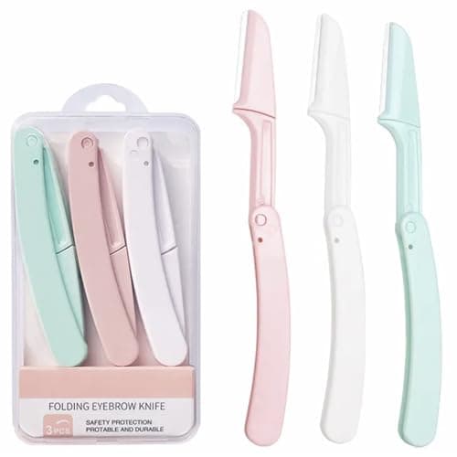 Senshuomy 3 Pack Eyebrow Razors for Women, Precision Facial Hair Trimmer, Eyebrow Shaper & Peach Fuzz Remover, Portable Eyebrow Shaver Grooming Kit