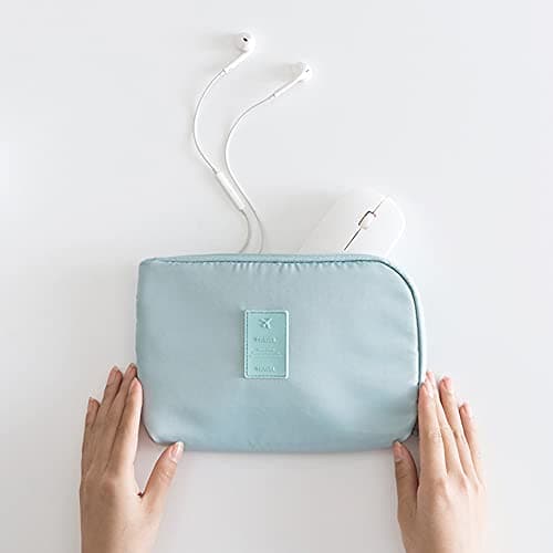 Cable Bag Small Portable Bag Gadget Organiser,Electronics Pouch,Travel Cable Bag for Power Bank,Earphone,Hard Disk,Lipsticks,Brush,ID Cards,USB-Cream — view 5