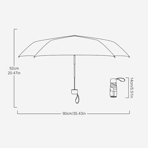 Mini Folding Umbrella with Capsule Case, 6 Ribs Sturdy Travel Small Umbrella with UPF50+ Protection, Lightweight Portable Compact Umbrella Waterproof Pocket Umbrella for Women Men Children (Black) — view 2