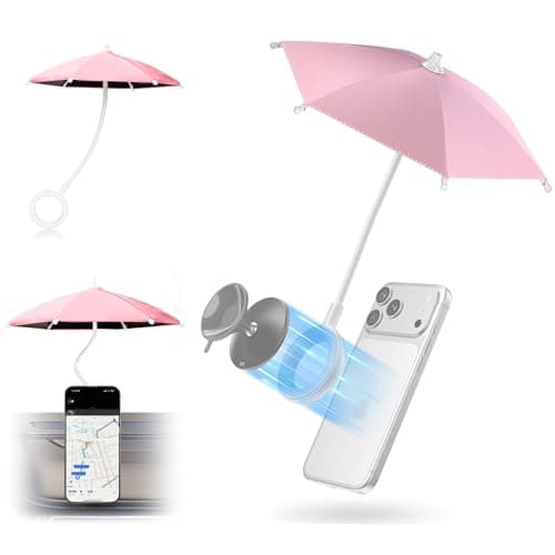 Double Magnetic Car Phone Umbrella,UPF45+ Sun Shade Shield for Driving Pink