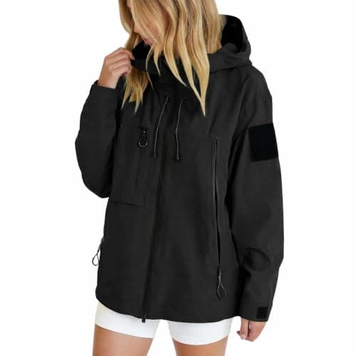 Lightweight Waterproof Jacket Womens, Breathable Hooded Raincoat, Softshell Jacket with Zipper, Packable Windbreaker for Hiking, Travel, Running, Cycling & Outdoor Activities, for Spring Fall Winter — view 2