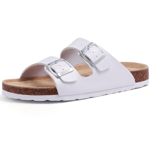 ODOLY Unisex Comfortable Cork Footbed Slide Sandals with Arch Support