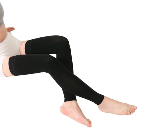 TOFLY® Medical Thigh High Compression Stockings Footless for Women & Men, Opaque Support Hose, 20-30mmHg Graduated Compression Socks with Silicone Band for Varicose Veins, Edema, DVT, 1 Pair Black M — view 5