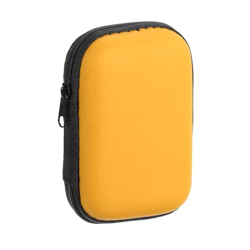 sourcing map Earbuds Cases, Wired Earphone Case Holder, EVA Ear Buds Case Zipper Organizer Small with Mesh Pocket for USB Cable, Earphones, Yellow