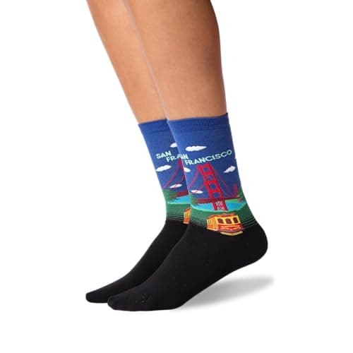 Hot Sox Women's Fun USA Travel & Cities Crew Socks-1 Pair Pack-Cool & Artistic Gifts, Golden Gate Bridge (Dark Blue), 3.5-9 UK — view 5