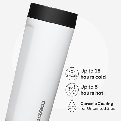 Corkcicle Commuter Cup Travel Mug - Insulated Coffee Mug with Lid - Keeps Drinks Cold 18 Hours - 360° Spill-Proof Sip Lid - Holdiay Gift - Great for Gifting Warmth - 17 oz - Gloss White — view 3