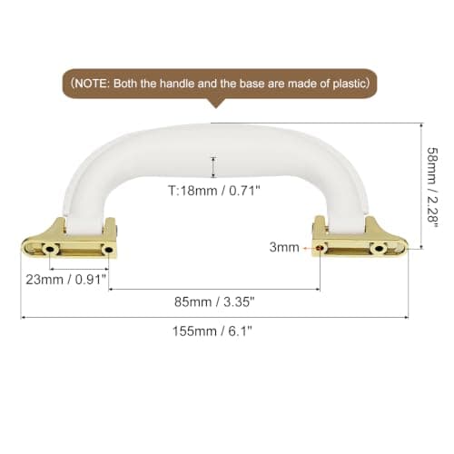 sourcing map Luggage Handles, 155mm/6.1inch PU Leather Pull Handle Suitcase Case Replacement Handles with Screws for Case Suitcase Toolbox, White — view 2