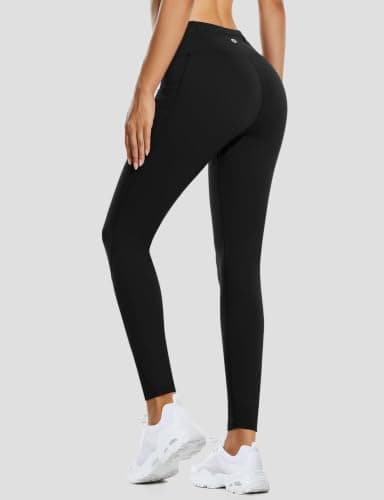 baleaf Women's Fleece Lined Leggings Thermal Water Resistant Legging High Waisted Winter Running Hiking Sports Trousers with Pockets Black XL — view 2